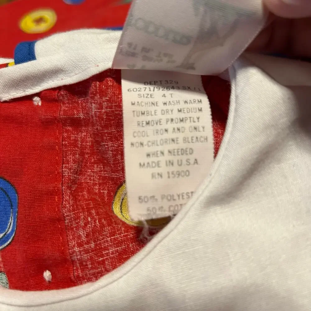 Vintage 90s Collared Button Print Top Size 4T Primary Colors Sears USA Made Cute